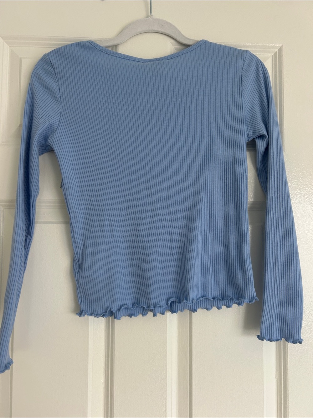 Art Class Light Blue Ribbed V-Neck Long Sleeve Top - Picture 4 of 4